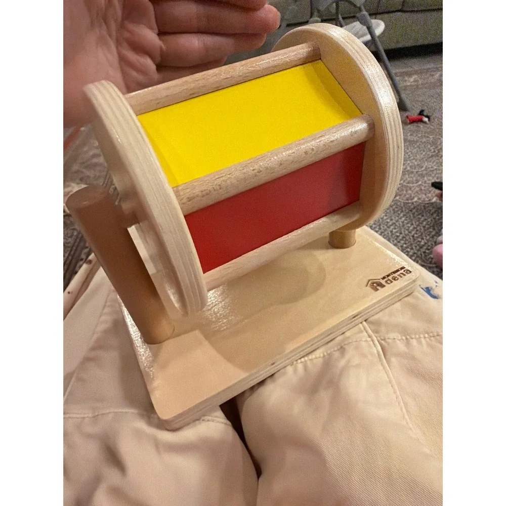 Adena Montessori Medium Spinning Drum Wooden Baby Loveevery Mirror Rattle